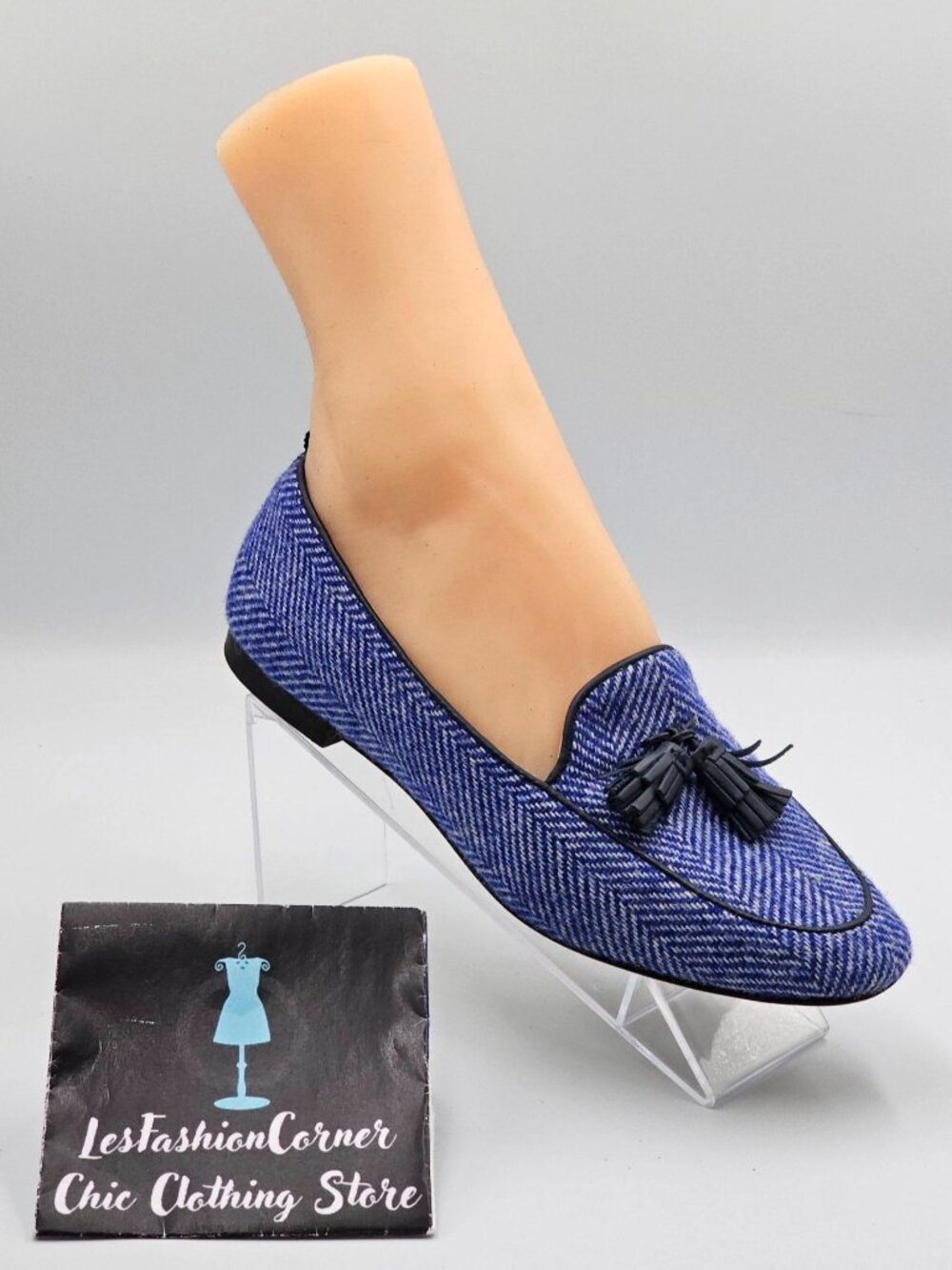 Boden Women’s Blue Ines Herringbone Tassel Loafers Flats Shoes Sz 8 (38.5) 2916 - Picture 13 of 16